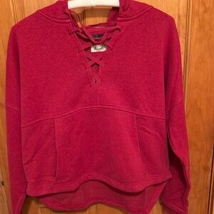 Hooded sweatshirt by Prana in size M. Beautiful red berry color.